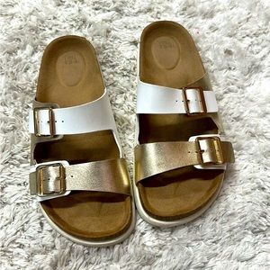 Time and Tru Womens Comfort Footbed Adjustable Sandals Slip On White S…